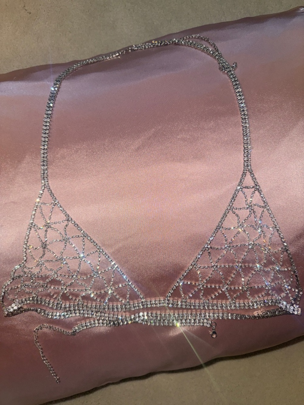 Crystal Mesh Triangle Bralette - Silver
